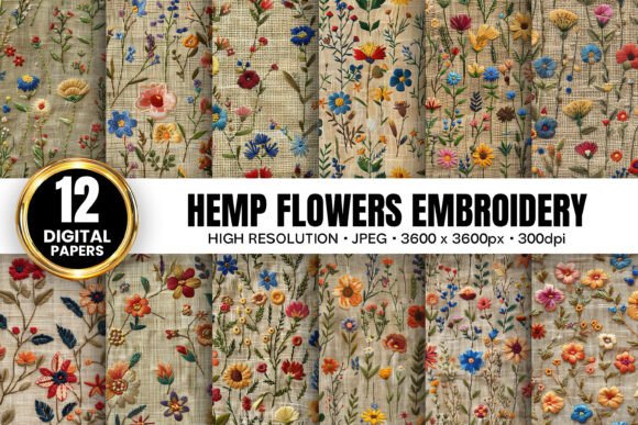Hemp Floral Embroidery Patterns for Boutique Apparel