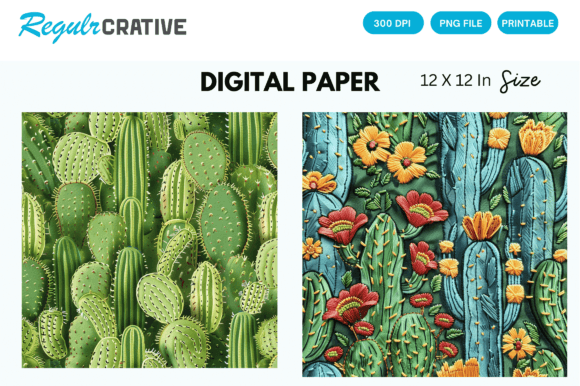 Review: Cactus Embroidery Seamless Digital Paper for Makers
