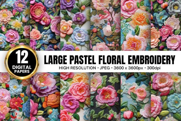 Review: Large Pastel Floral Embroidery Patterns
